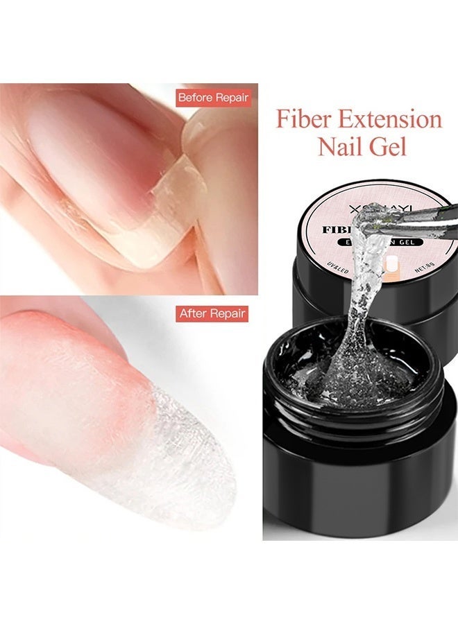 XEIJAYI Fiberglass UV Extension Gel Clear Glass Fiber Nail Repair Gel Polish for Broken Damaged Nails Strengthener Gel Base Coat Transparent Building Glass Extension Gelpolish Soak Off UV LED Curing Requires Salon Home 8g - Image 1